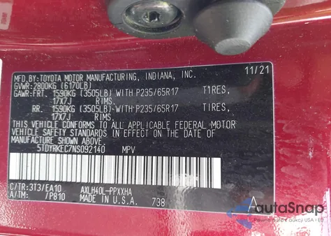 2022 Toyota Sienna Xle из США, поврежденный, VIN 5TDYRKEC7NS092140